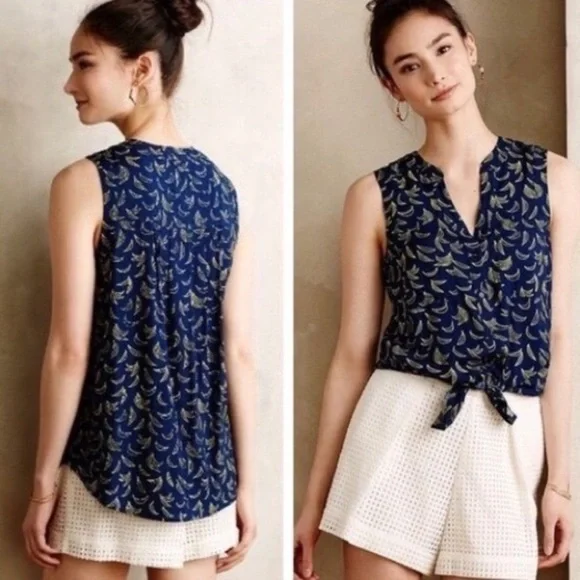 Anthropologie Maeve Sunseeker Banana Sleeveless Blouse - Picture 1 of 15